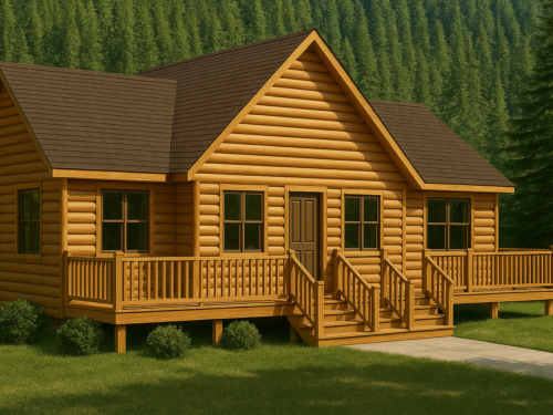 The Waterfront Panelized Log Home Kit - Panelized Cabin Kits